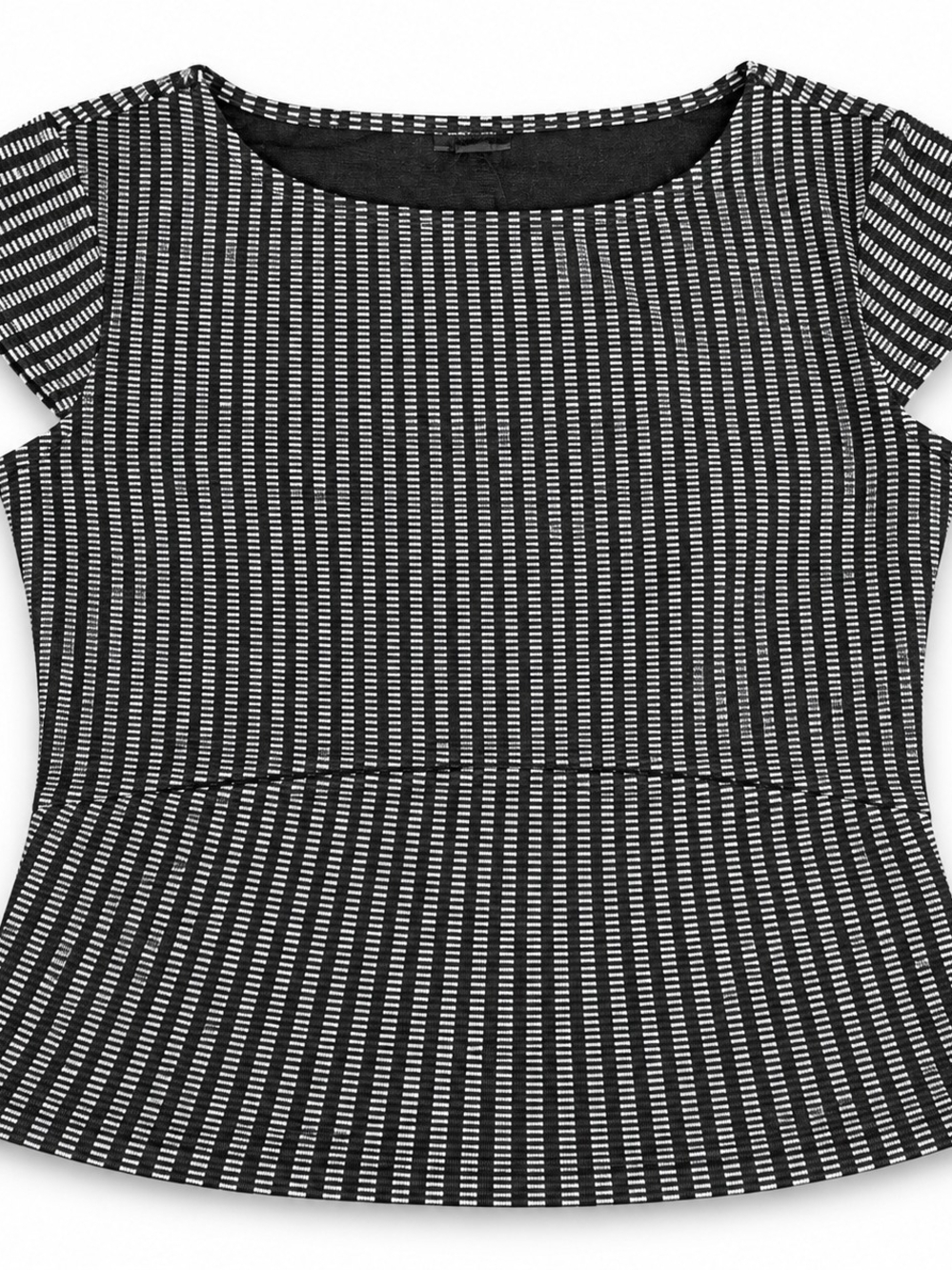 NWT Ann Taylor Factory Women’s Large Black White Textured Peplum Top